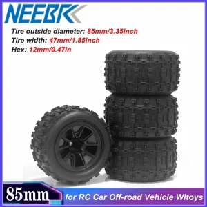 4PCS 85mm 12mm Hex Rubber Wheel Tire Off-road Wltoys HBX 16889 16890 SCY 16101 PRO
