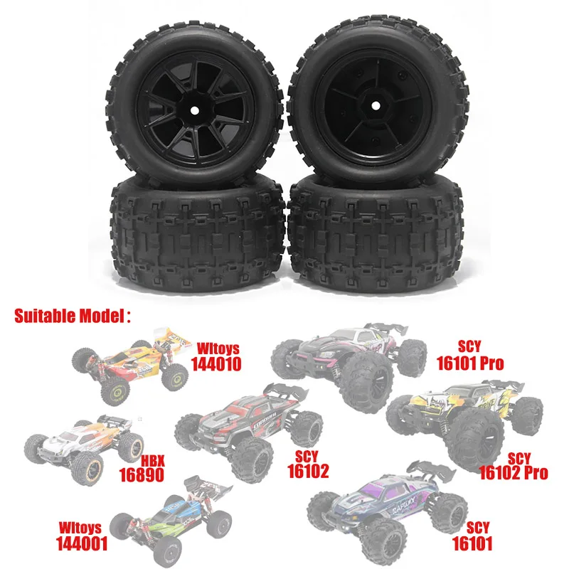 4PCS 85mm 12mm Hex Rubber Wheel Tire Off-road Wltoys HBX 16889 16890 SCY 16101 PRO - Image 10