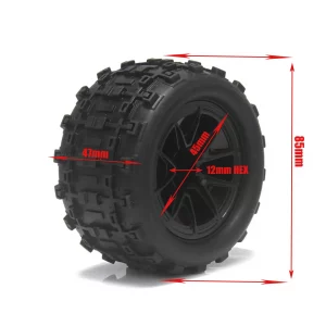 4PCS 85mm 12mm Hex Rubber Wheel Tire Off-road Wltoys HBX 16889 16890 SCY 16101 PRO