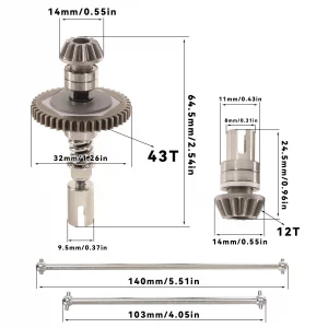 Central Drive Shaft set metal upgrade Wltoys 124017 144010 144001 124019 124018 Sliper Clutch part