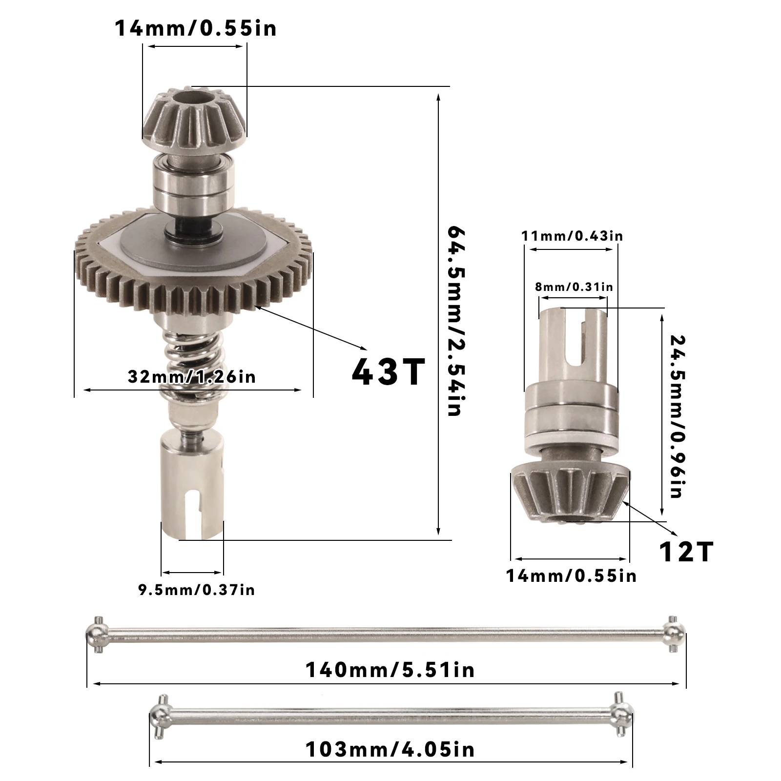 Central Drive Shaft set metal upgrade Wltoys 124017 144010 144001 124019 124018 Sliper Clutch part - Image 2